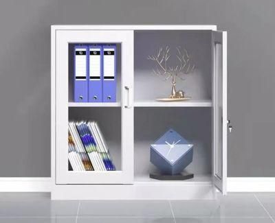 Glass Door Office Storage Cabinet Half Height Office Cupboard Metal Cabinet