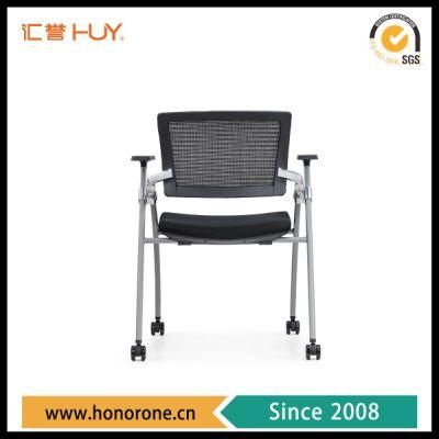 Training Institution Folded Metal Frame Meeting Chair with Wheel