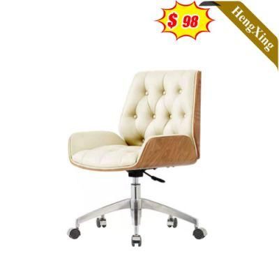 Popular Office Furniture Height Adjustable Swivel White PU Leather Plywood Veneer Chair