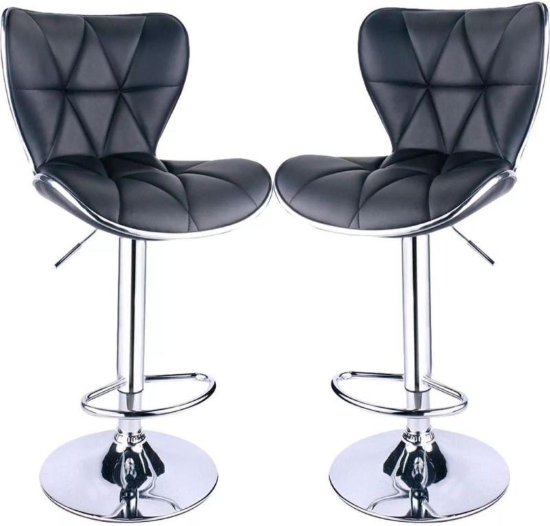 Silver Steel Base Bar Chair with Lifting Height