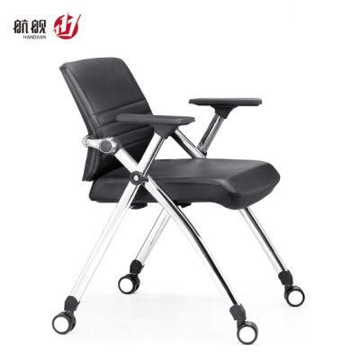 Easy Moving Training Office Leather Chair with Wheels Folding Chair