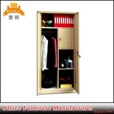 Chinese Knock Down Wardrobe Double Door Metal Locker Steel Almirah Design Cabinet