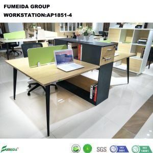Top Grade Melamine Open Wooden File Cabinet 4 Person Office Furniture Computer Desk Workstation (AP1851-4)