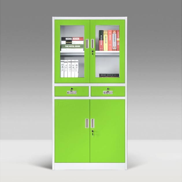 Good Quality Office Furniture Glass Door File Cabinet Metal 2 Door Storage Cabinet