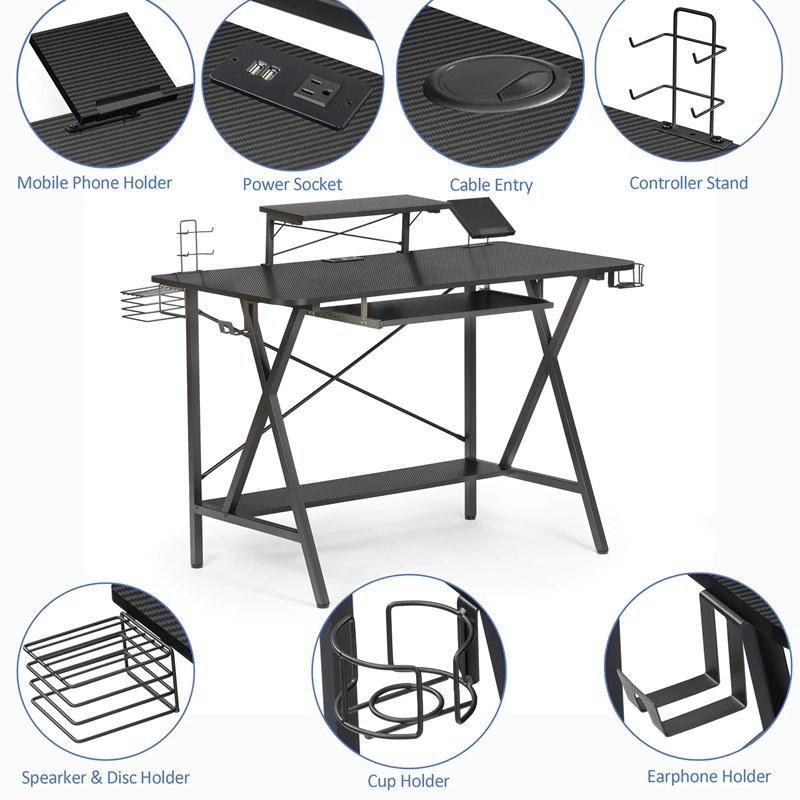 47" Gamer Desk with PC Stand Shelf and USB Port