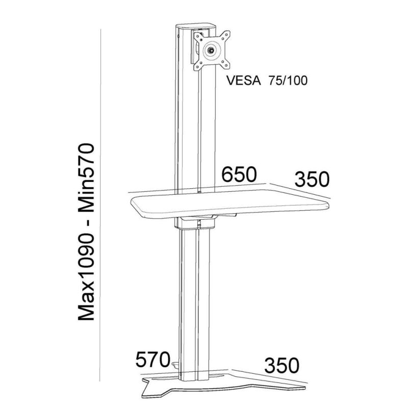 Desktop Computer Workstation Gas Lift 10-24" (GAS 002B)