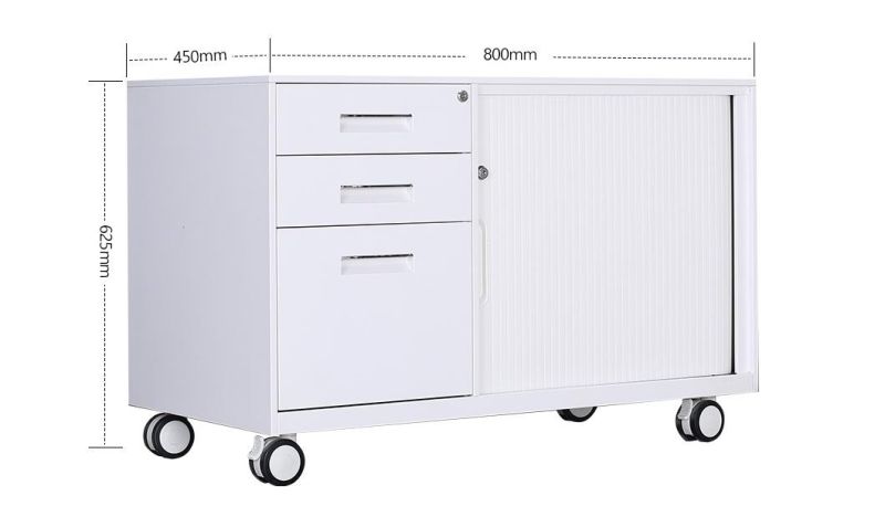 China Tambour Door Movable Cabinet Mobile Caddy 3 Drawer