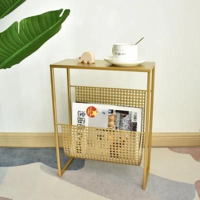 New Design Golden Luxury Newspaper Rack Magazine Display Shelf