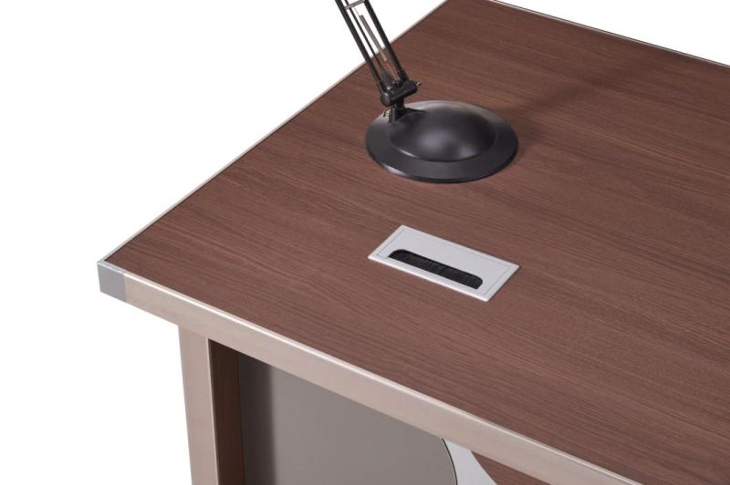 Luxury Aluminium Edge L Shaped Wooden Executive Office Table