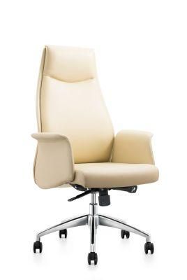 PU/Leather Upholstery for Seat and Back Tradition Style Aluminum Base PU Castor Chromed Finished Gas Lift High Back Chair