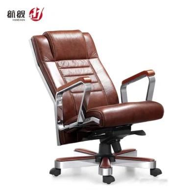 Recliner Cow Leather Luxury Office Chair Swivel Computer CEO Boss Chair