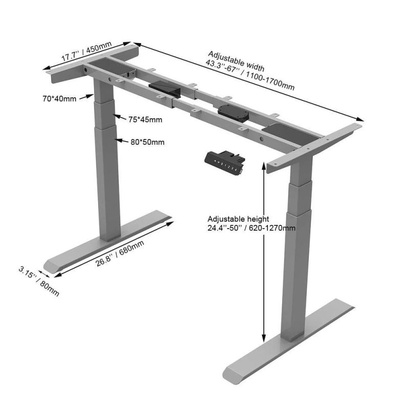 Office Desk Height Adjustable Smart Dual Motor Writing Standing Desk with USB Charging Ports