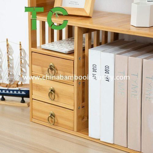 Bamboo 2-Layer Countertop Storage Rack Book Shelf Desktop Shelf Rack Bookcase Display Shelf