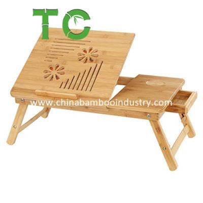 Wholesale Folding Adjustable Bamboo Laptop Desk with Cooling Stand Bed Table Tray