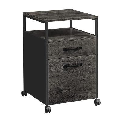 Rolling File Cabinet Office Cabinet on Wheels with 2 Drawers Open Shelf for A4, Letter Size Hanging File Folders Industrial Style