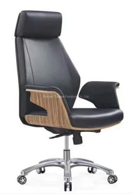 Ergonomic Bend Wood Furniture Adjustable Recliner Leather Office CEO Executive Chair