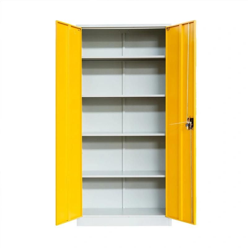 Swing 2 Door Steel Filing Cabinet Metal Book Storage Cabinet with 4 Shelf