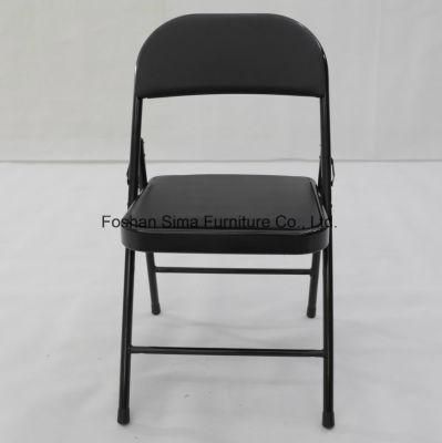 Home Furniture Cheap Black PU Vinyl Resin Foldable Metal Desk Computer Office Seminar Room Folding Chairs