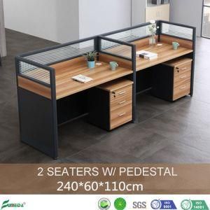 MDF Modular Office Workstation for 2 People Workstation Glass Partitions with Mobile Three Drawer (AP-E02P)
