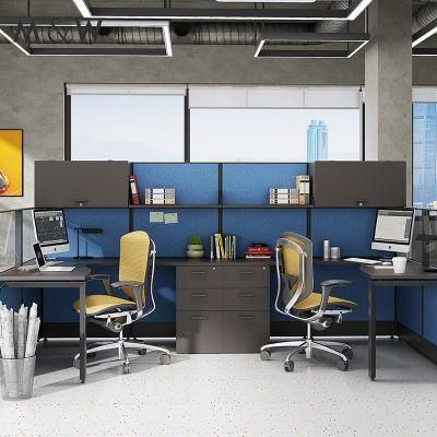 Factory Melamine Furniture Desk Manufacturing Workstation Linear L Shape Factory Face Double Seat Office Partition