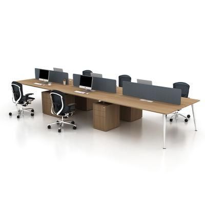 China Factory 6 Person Cheap Office Table Hidden Cabinet Office White Desk