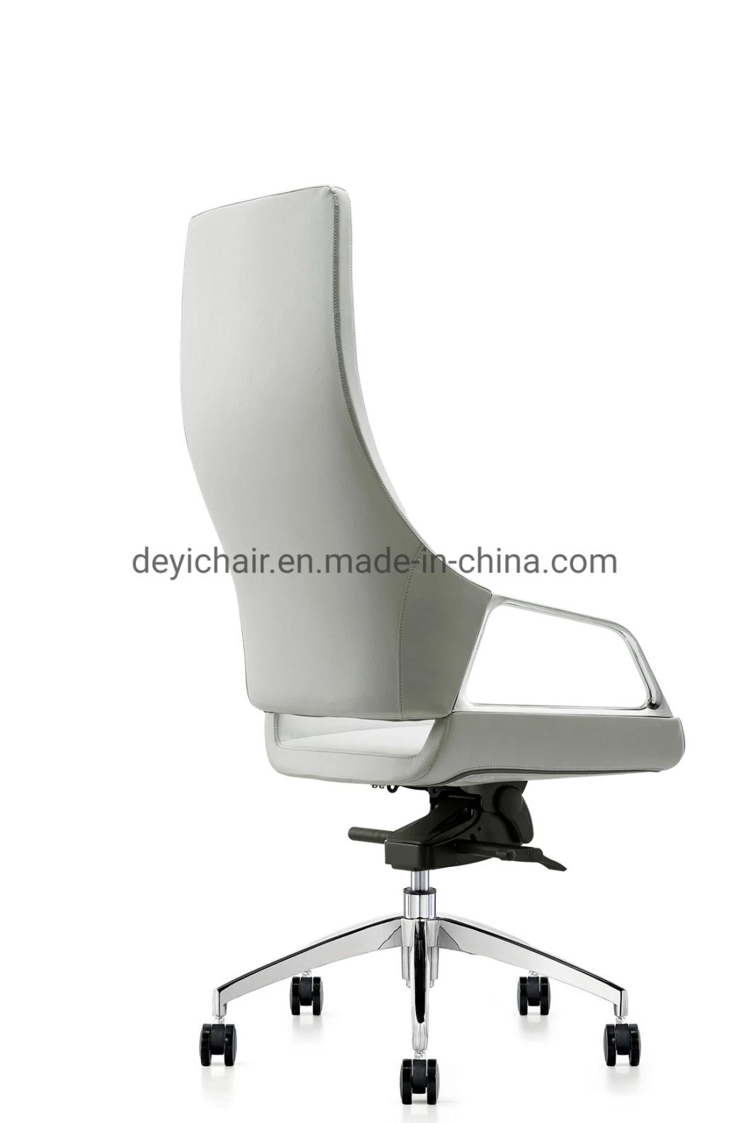 Aluminum Base Medium Back Style PU / Leather Upholstery for Seat and Back Sychronize Mechanism PU Castor Chair