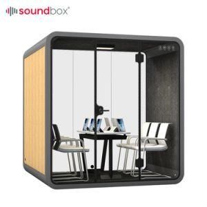 Office Pod Large Modern Privacy Eco-Friendly Made Office Meeting Pod Booth Seating with Center Table 6 Person Soundproof Booth