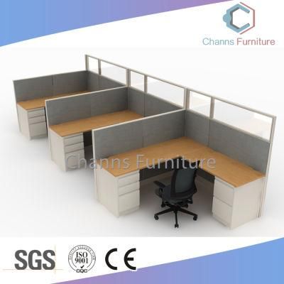 Wooden Three Colors Office Workstation with L Shape Office Table (CAS-W609)