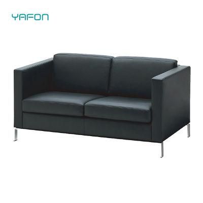 Classic Office Furniture Modern Real Leather Office Sofa with Stainless Steel Sofa Legs