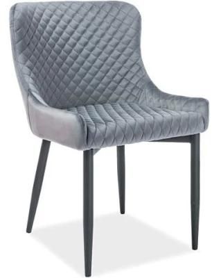 Faux Synthetic Leather Padded Upholstered Restaurant Modern Metal Steel Cheap European Bdining Chair
