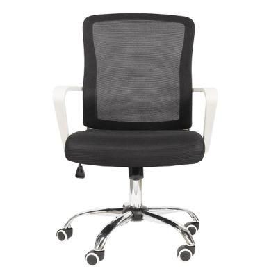 Manufacturers Cheap Wheel Base Middle Back Staff Office Desk Working Chair with Fixed Armrest