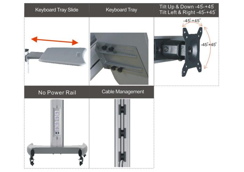 Mobile Computer Workstation Single Monitor 10-24" Height Adjustment (PCM 1202A)