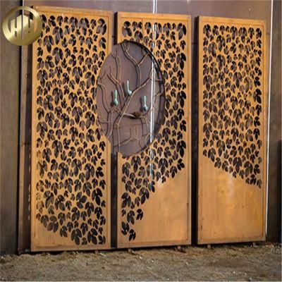 Custom Laser Cut Gates Perforated Garden Gates Decorative Aluminum Fence Rusty Corten Steel Metal Gates Garden Metal Screen Trellis