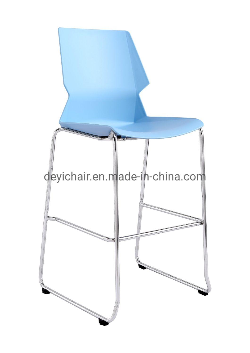 Four Foot Chrome Frame Plastic Back and Seat Cushion Optional Stackable Conference PP Colorful Chair