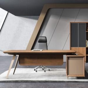 Fashionable Office Furniture L Shaped Design Melamine Big Boss Cherry Wood Office Desk