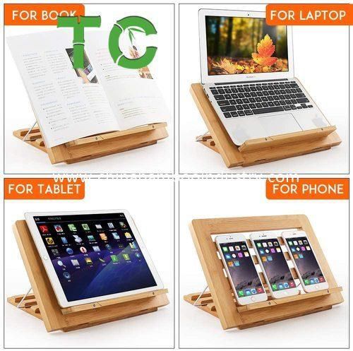 Cheap Price Adjustable Bamboo Book Stand Foldable Desktop Cookbook Stand iPad Holder