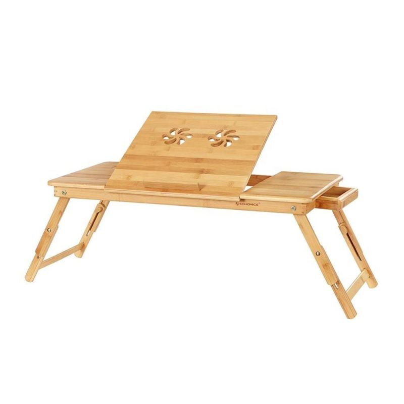 Natural Bamboo Adjustable Folding Bed Table Laptop Desk