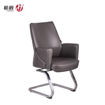 Middle Back Size Meeting Visitor Chair 180deg Resilient Mechanism Leather Chair