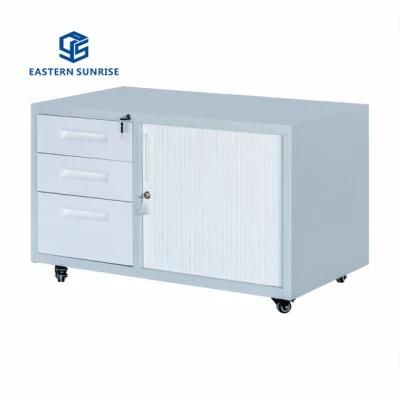 Mobile Filing Book Document Cabinet with Shutter Doors and Three Drawers