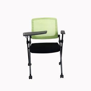 Office Study Training Center Metal Leg Wheeled Mesh Back Folding Student Chair with Writing Board