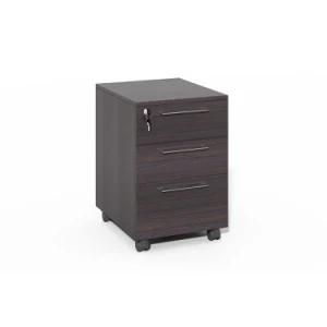Walnut 3 Drawers Movable Pedestal