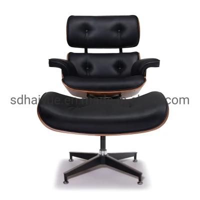 Factory Wholesale Best Price for Hot Selling Lounge Chair Leather Armchair Black Wood