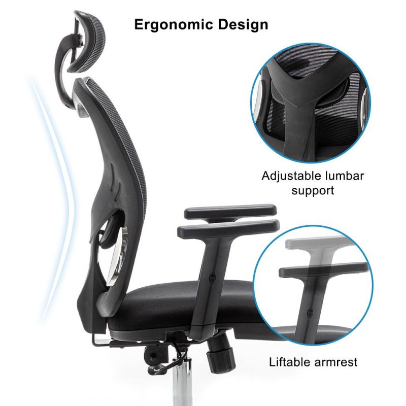 Ergonomic Mesh Office Chair Computer Desk Chair with Lumbar Support and Adjustable Headrest High Back Home Office Chair