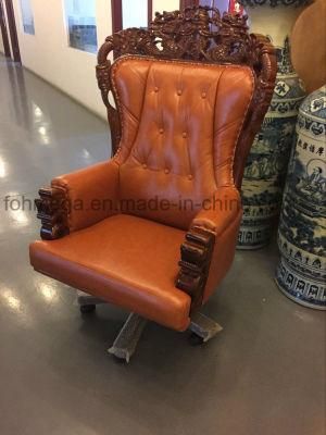 Classic Design Wood Frame Leather Executive Chair for CEO