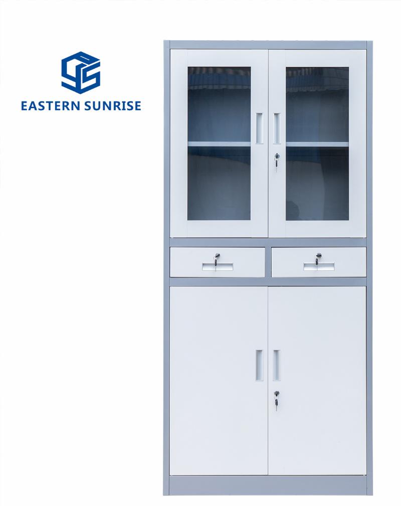 Colorful Metal Storage Cabinet with Glass Door and Steel Door
