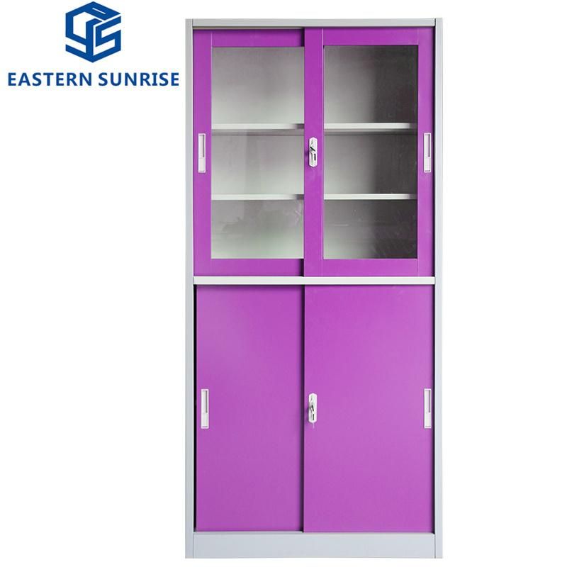 Metal Filing Cabinet with Glass Door and Steel Door