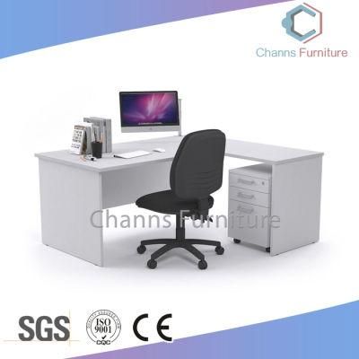 Simple Design L Shape Computer Table White Office Desk with Mobile Cabinet (CAS-D41210)