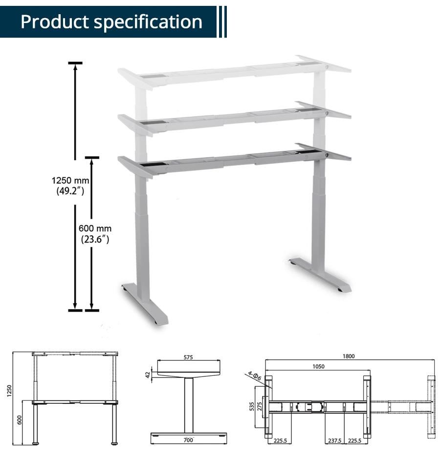 Anti-Collision Home Furniture Dual Motor Electric Sit Standing Height Adjustable Desk