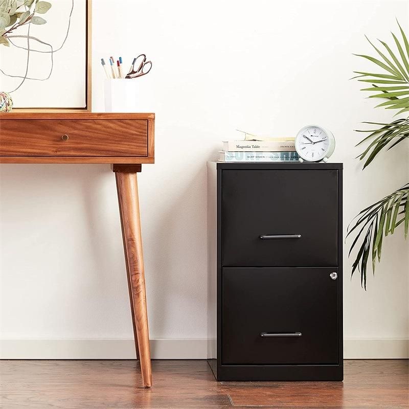 Black Deep 2-Drawer File Cabinet for Home Office