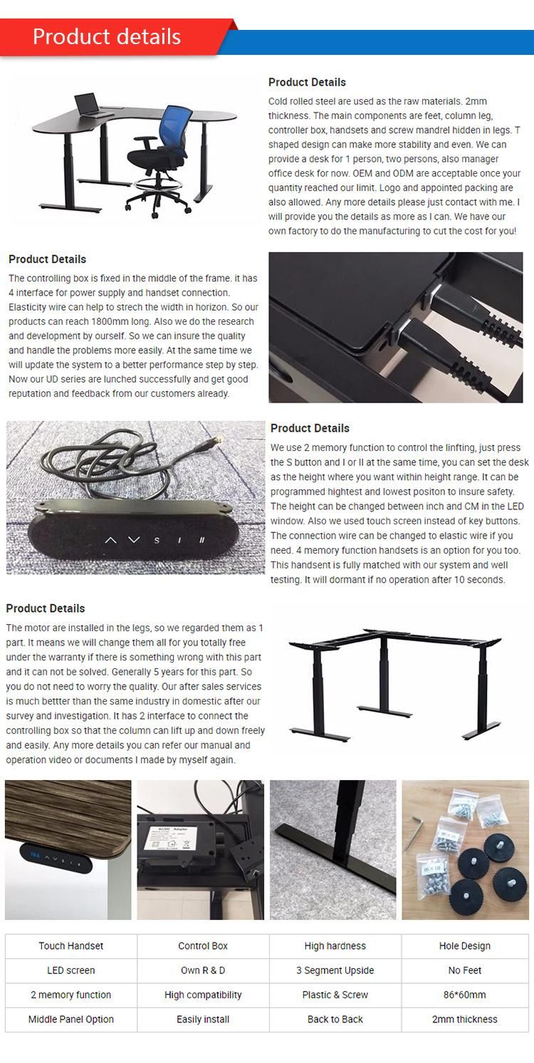 Modern Office L Shaped Computer Table Electric Height Adjustable Stand up Desks